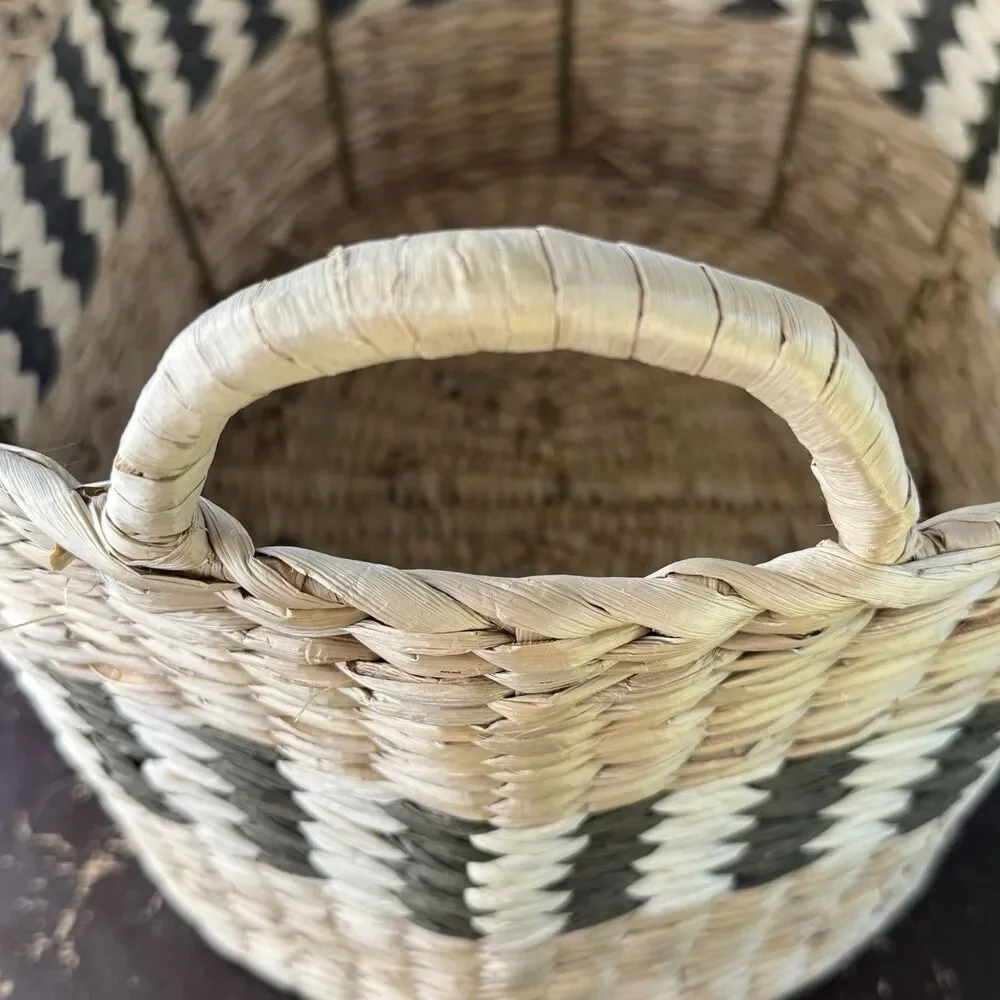 Wicker Basket With Handles 21Lx15Wx10D Laundry Blanket Storage Toy Organizer